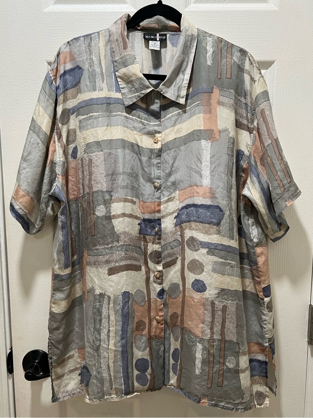 VTG SILK NCOUNTER 100% Silk Abstract Multicolor Print Size 20 | VGVC